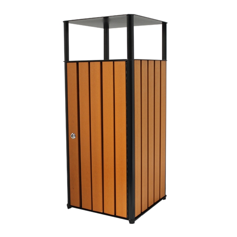 Vue d'ensemble de la Poubelle extérieure carrée aspect bois 60 Litres KOA Vue d'ensemble de la Poubelle extérieure carrée aspect bois 60 Litres KOA