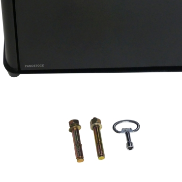 Vue des outils de la poubelle urbaine aspect bois 60 Litres LISA