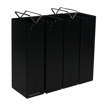 Vue sans couvercles du lot de 4 poubelles de tri sélectif de 42 Litres