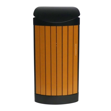 Vue de dos de la poubelle extérieure effet bois 60 Litres JULIETA