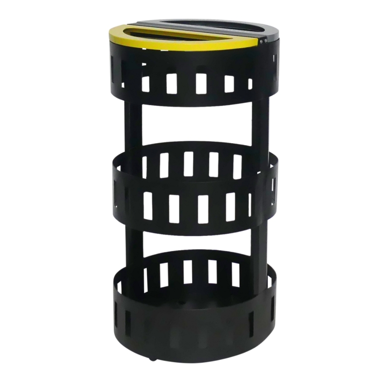 Vue générale de la poubelle vigipirate en acier pour tri sélectif