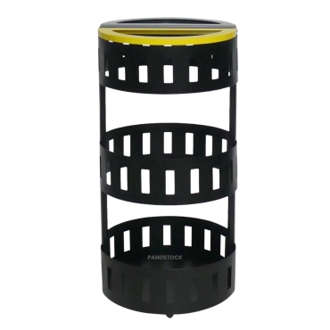 Vue de face de la poubelle vigipirate en acier pour tri sélectif