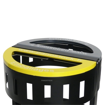 Vue rapprochée de la poubelle vigipirate en acier pour tri sélectif