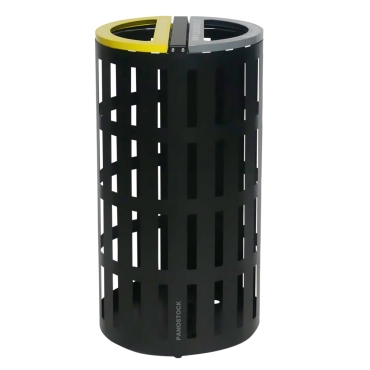 Vue de profil de la poubelle de tri double compartiment de 65 Litres