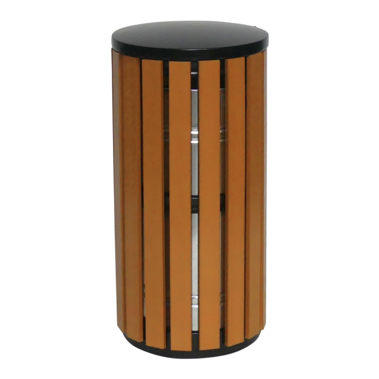 Vue générale de la poubelle urbaine aspect bois 60 Litres ELSA