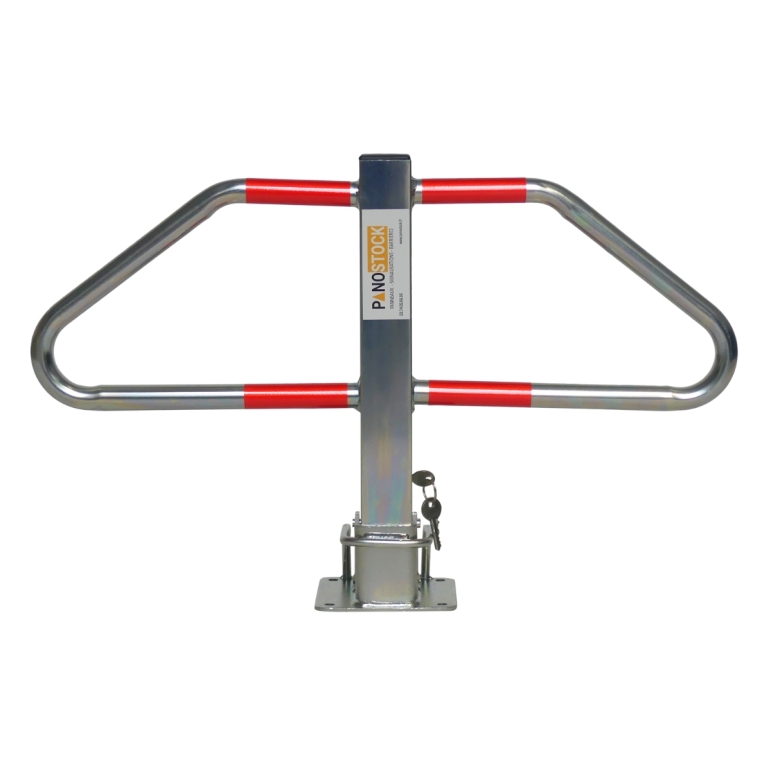 Vue générale de la barrière de parking rabattable haute résistance avec serrure Vue générale de la barrière de parking rabattable haute résistance avec serrure