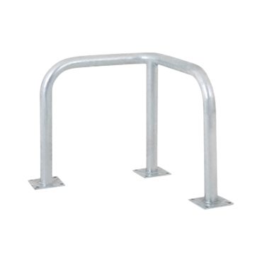Vue de profil de l'étrier de protection sur platines L600xH600 mm - diam 60