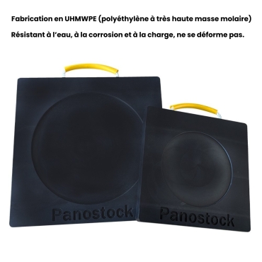 Vue de face de la plaque de calage 45 tonnes - L 800 x l 800 x ép.60mm