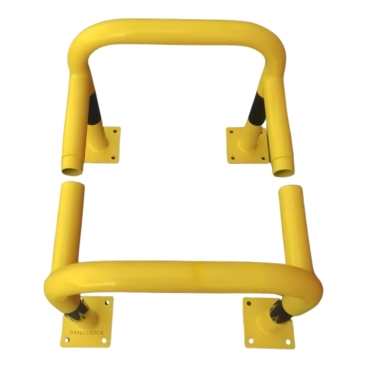 Vue du dessus de l'étrier modulable L600 x L600 x H600 mm sur platines jaune et noir